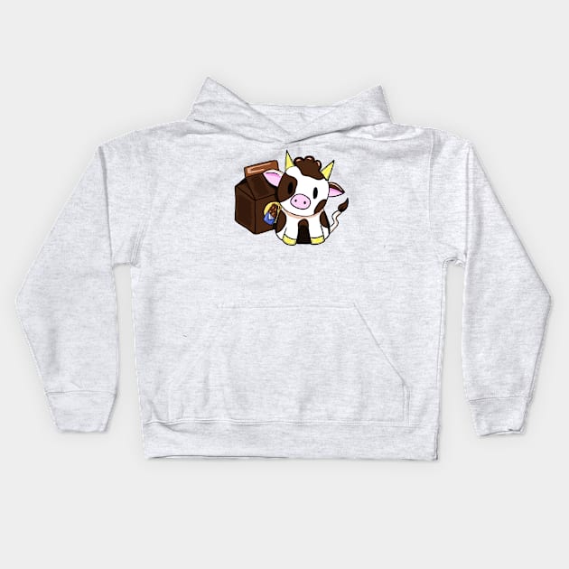 Chocolate Milk Cow Pal Kids Hoodie by allthebeanz